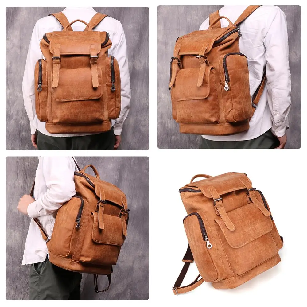 Мужской рюкзак из воловьей кожи JOGUJOS повседневный для ноутбука 15 6 дюйма