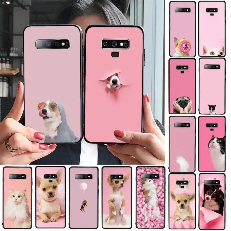 Милый розовый телефонный чехол YNDFCNB в эстетике собак для Samsung Galaxy S20 S10 Plus S10E S5 S6 S7edge