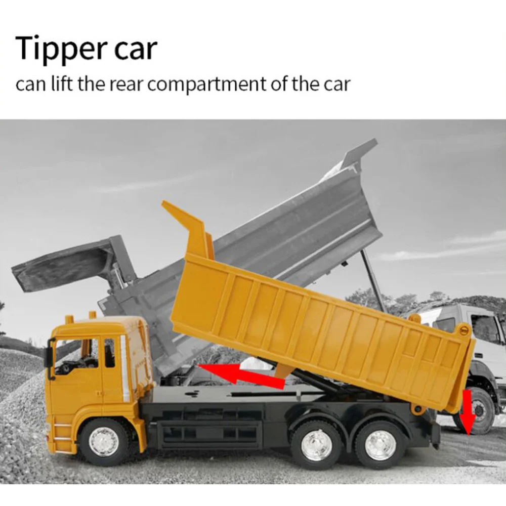 

2.4G Engineering Vehicle Tipper Car Educational Playing with Battery for Preschool Kindergarten Home (1:24, Orange)