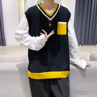 knitted sleeveless vest coat trends new cashmere pullovers vest sweater men korean fashion student school wear clothes men