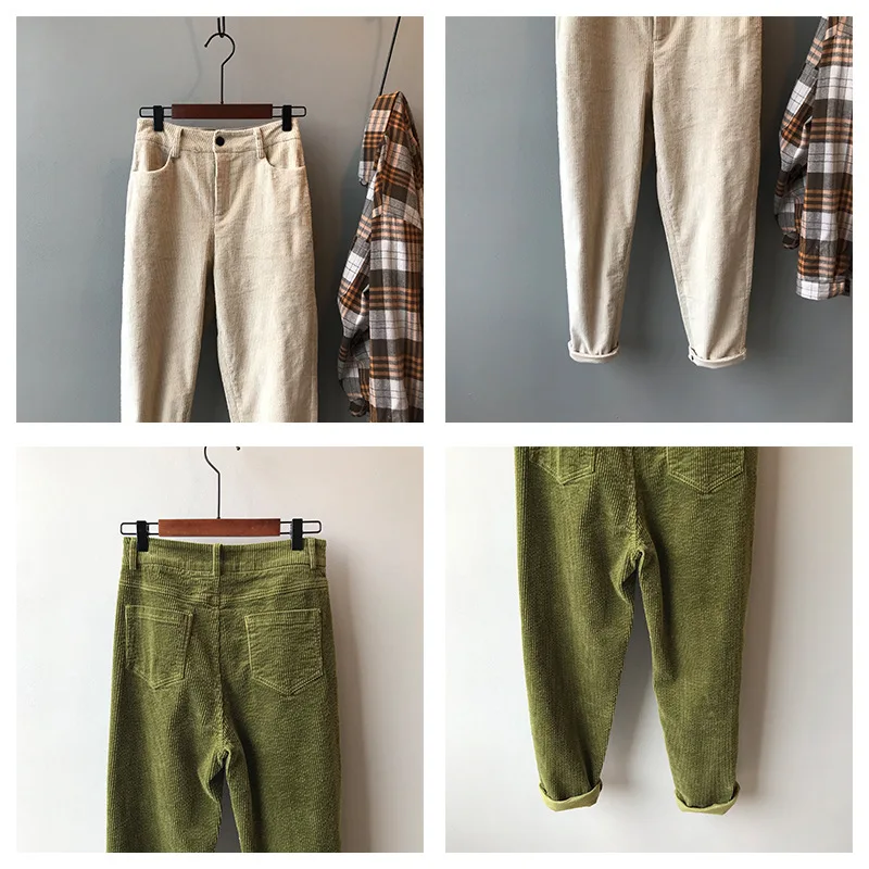 Corduroy Pants Women Winter Autumn Thick Casual Trousers High Waist Straight Pant Full Length Harem Pants