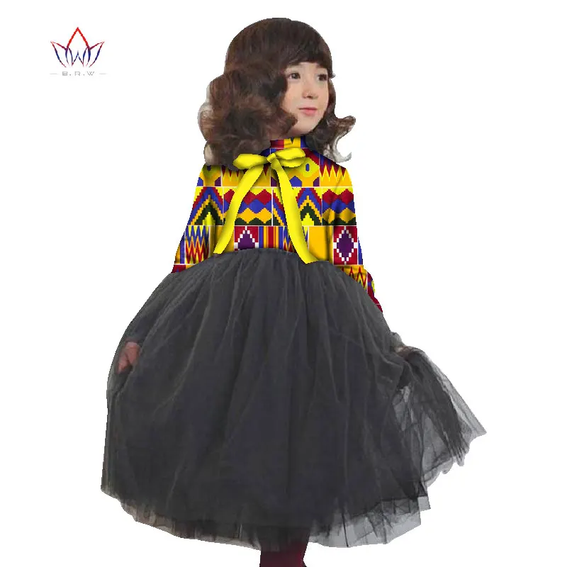 Платье для девочек в африканском стиле Кружевная одежда Детская с круглым