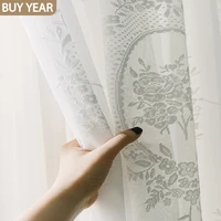 european style curtains for living dining room bedroom white lace mirror peony tulle curtain finished product customization