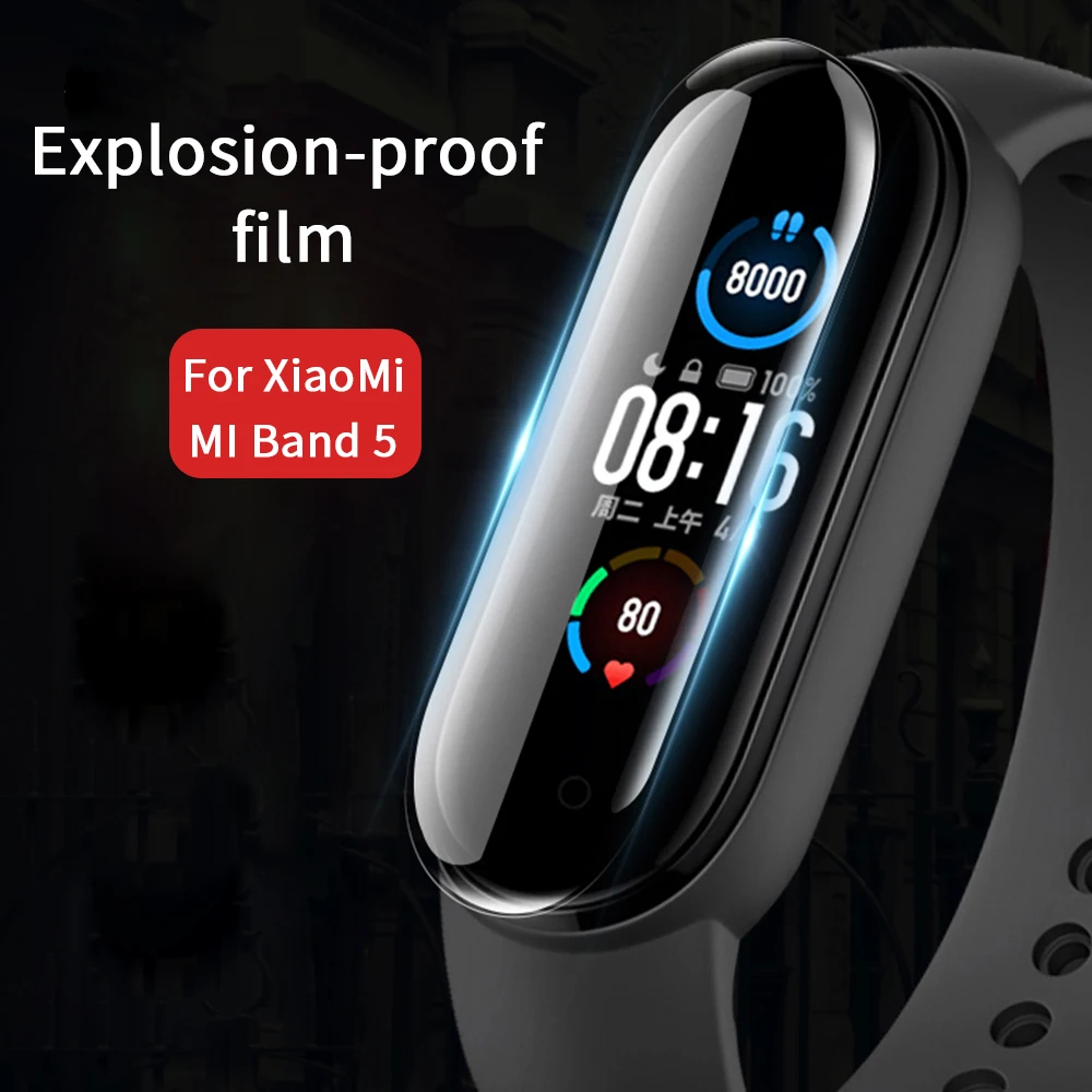 

5pcs 9H Curved Edge Protective for xiaomi mi band 5 glass Scratch-resistant miband 5 film Full cover mi band 5 screen protector