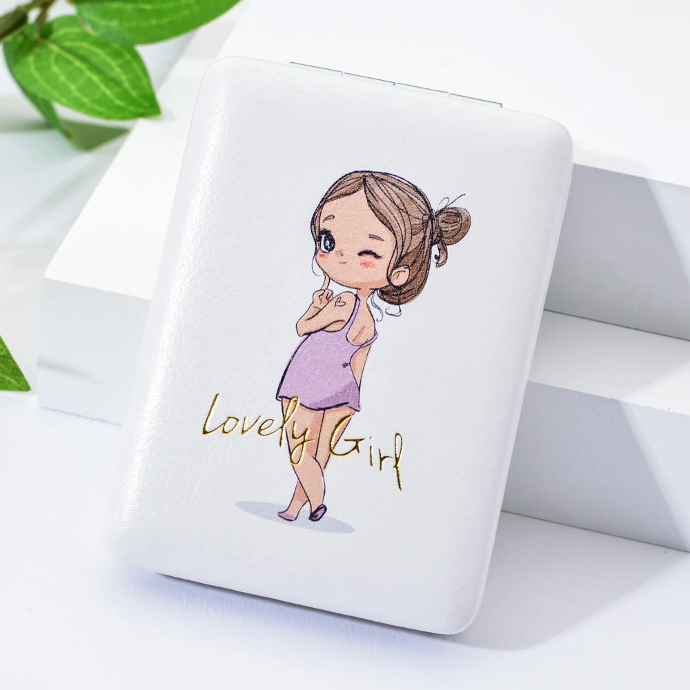 Vicney Girl портативное мини-зеркало для макияжа с героями мультфильмов компактное карманное цветочное зеркало двустороннее складное зеркало для макияжа косметический инструмент