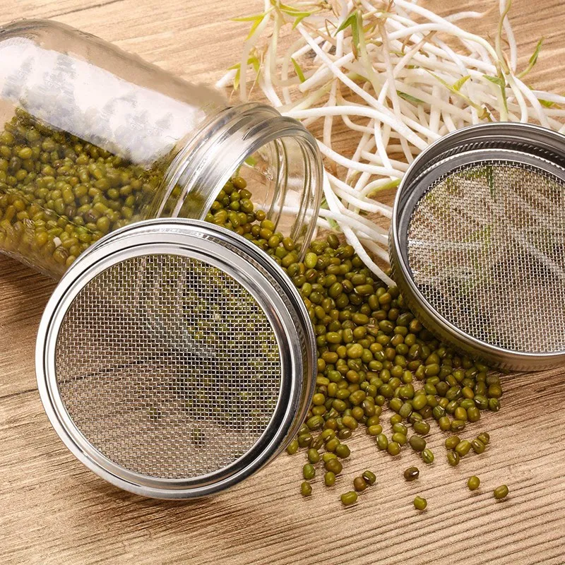 

9 Pieces of Germination Starter Kit Stainless Steel Germination Cover Filter Cover and Germination Bracket Set