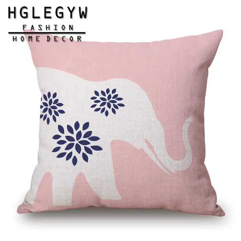 Розовая синяя Геометрическая полосатая наволочка хлопковая льняная с принтом