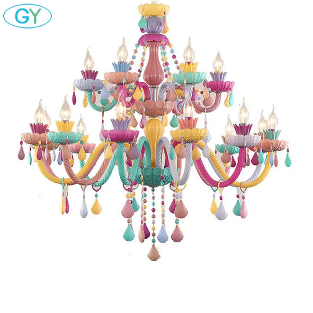 Бесплатная доставка хрустальная люстра для гостиной цветная подвесные