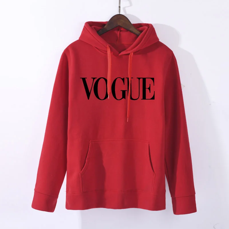 Толстовки женские 2019 осень VOGUE печать однотонная Толстовка Пуловер с круглым