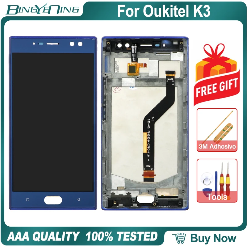 BingYeNing 5 &quotдля Oukitel K3 ЖК дисплей и сенсорный экран дигитайзер с рамкой аксессуары