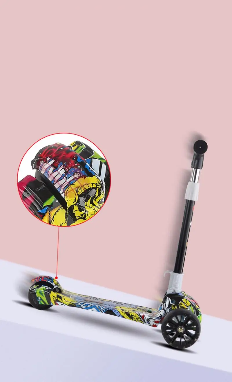 Скутер растягивающийся 2 в 1 складной 3 колесный Детский самокат кикборд с