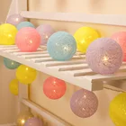 Гирлянда с хлопковыми шариками, сказочные садовые рождественские гирлянды, уличное украшение для сада, уличное свадебное украшение, светодиодная гирлянда