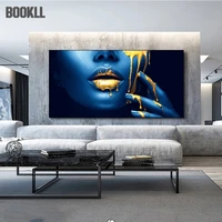 large african golden sexy woman lips hd print art canvas painting poster modern home decoration for living room bedroom wall dec