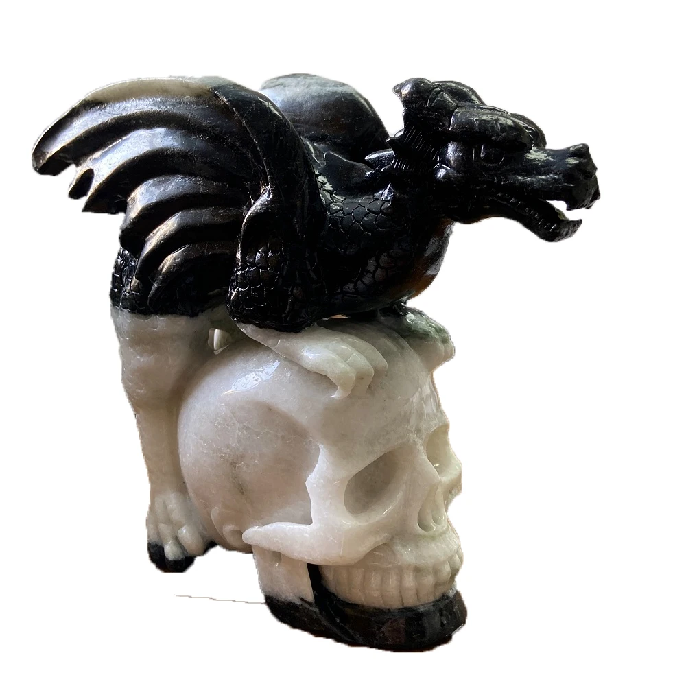 

Natural Stone Carving Crystal Skull Dinosaur Healing Quartz Minerals Great Hand Carved Crystal Skull