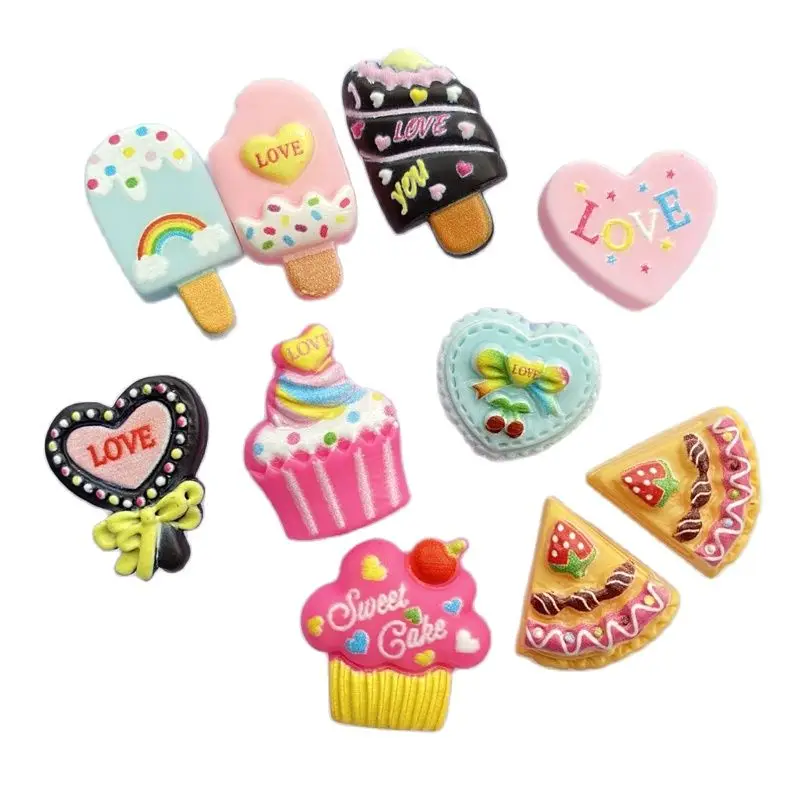 

40Pcs/Lot Kawaii Mini Ice Cream/Cake Resin Flat Back Scrapbooking Hair Bow Center Embellishments DIY Accessories D75