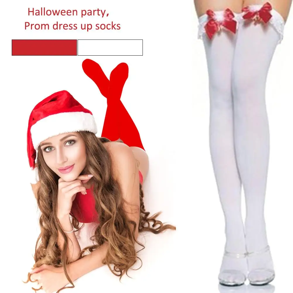 Christmas Leggings Stockings Bows Small Jingle White Feathers Festival Solid Color Red | Тематическая одежда и униформа