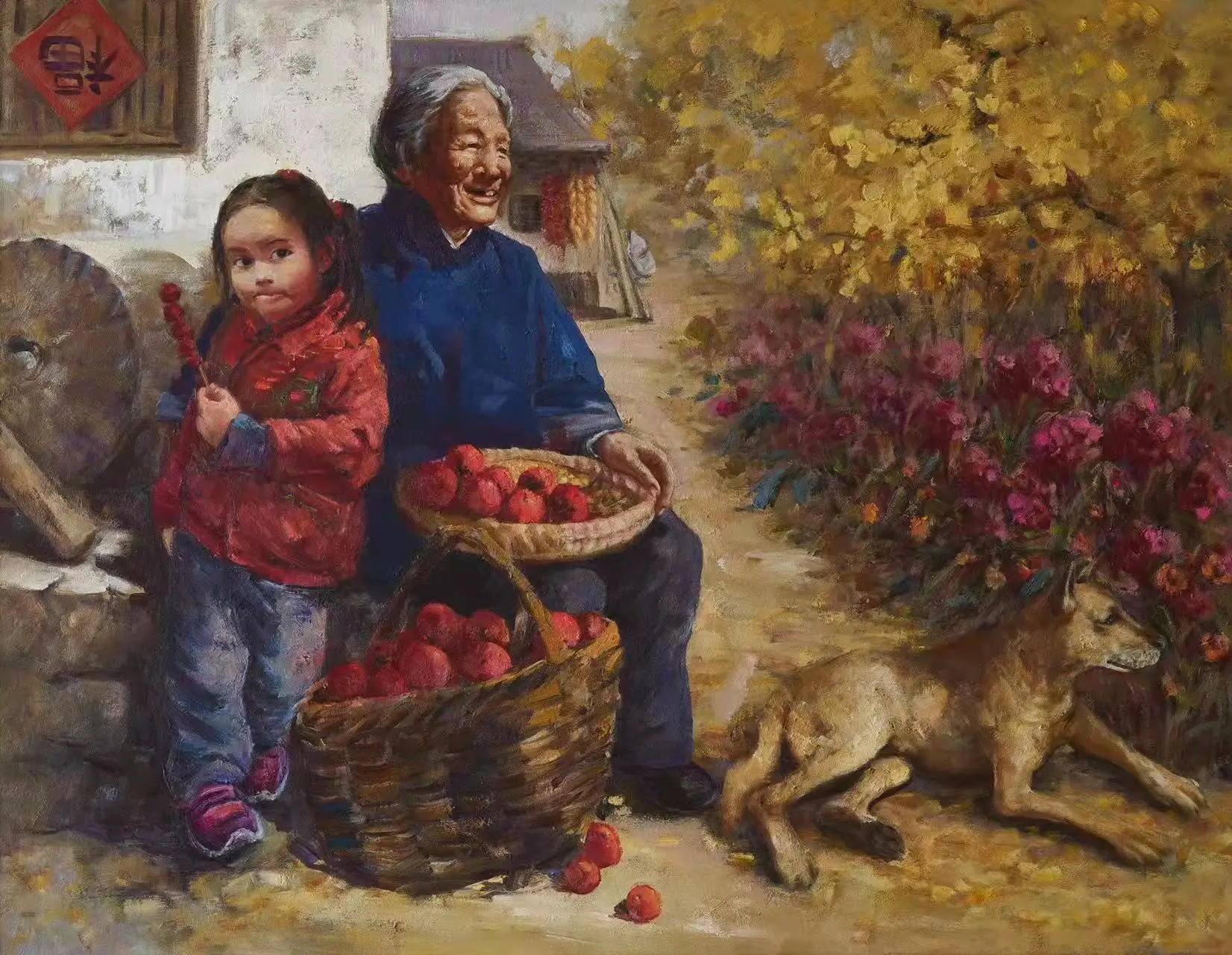 

Handmade Oil Painting on Canvas from China Top Art School : Xi'an Academy of Fine Arts.Title: The happy life