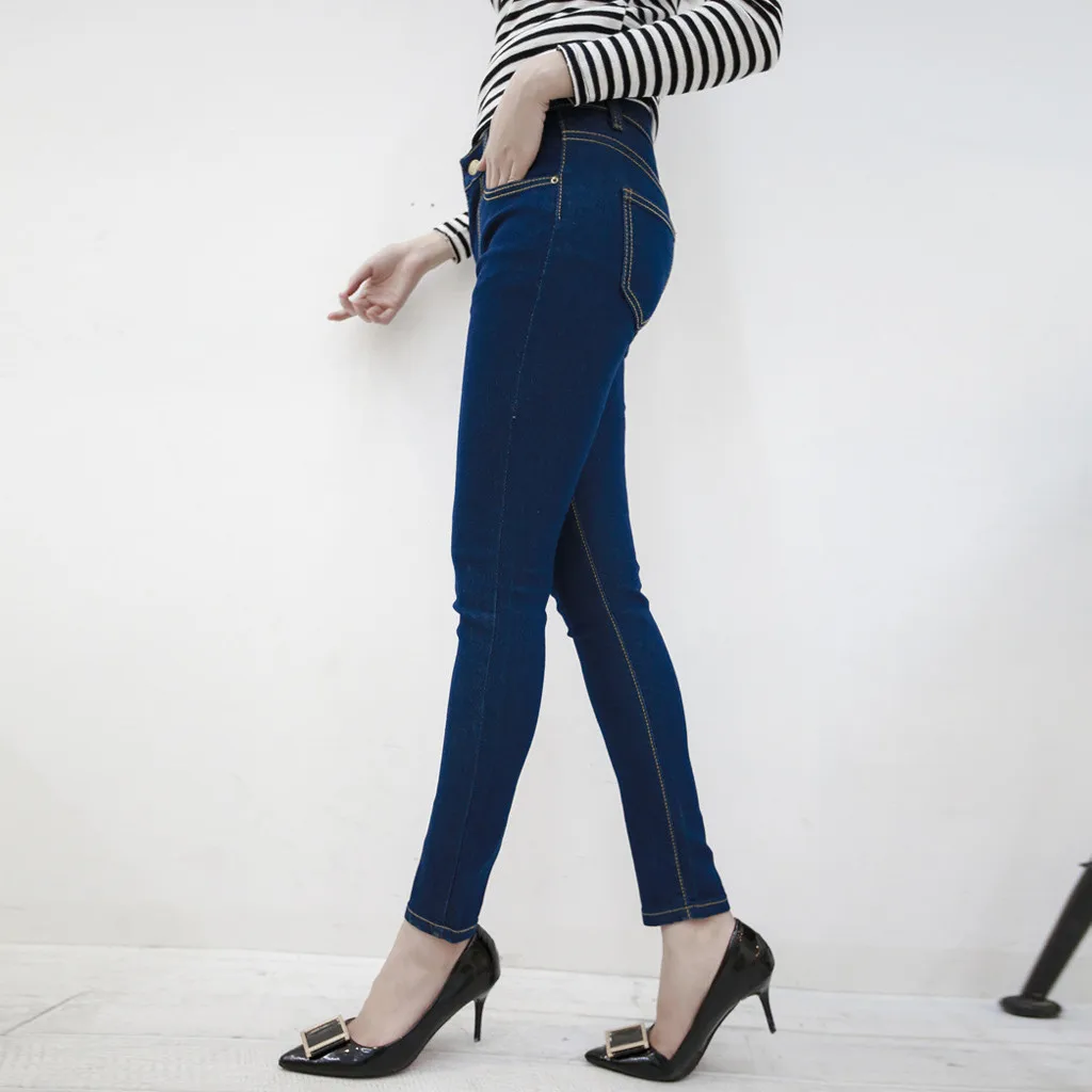 Женские классические узкие джинсы SAGACE однотонные брюки-карандаш на молнии с