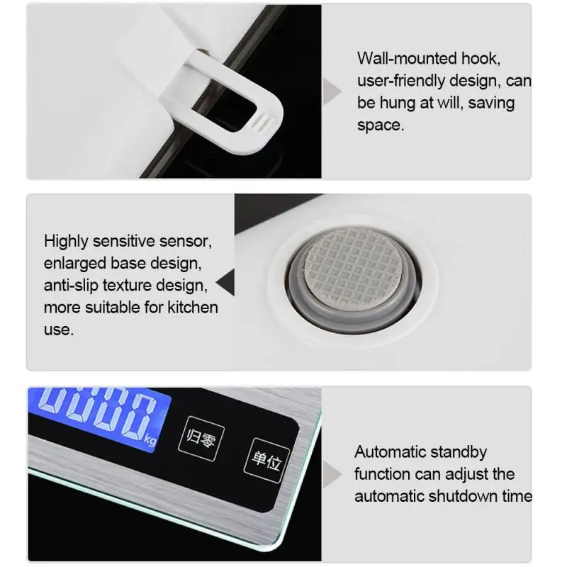 

LCD Electronic Digital Scales Pocket Case Kitchen Food Baking Scale Portable Mini Rechargeable Electronic Scale 5kg/15kg Bearing
