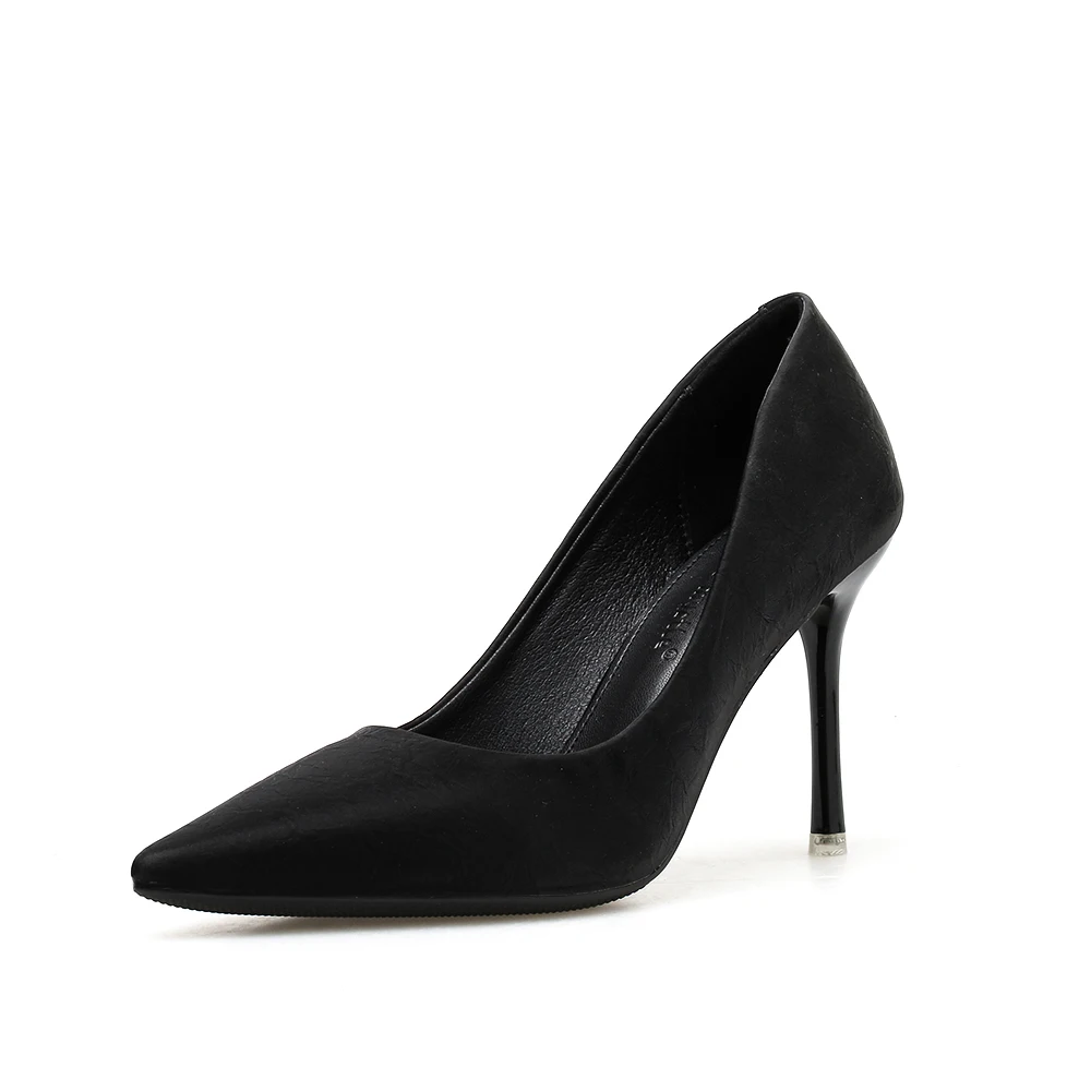 black NIUFUNI/вечерние модельные туфли-лодочки женские тонкие туфли на тонком высоком каблуке свадебные туфли с острым носком женские осенние туфли-лодочки на шпильке 9 см 3 цвета - Цвет: black