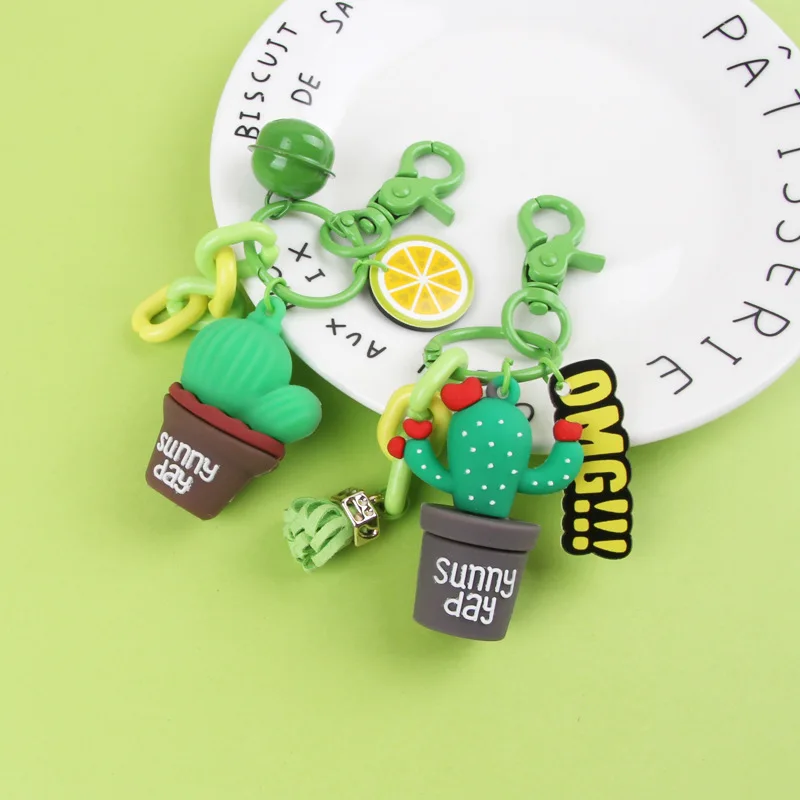 Мини брелок для ключей в горшках кактус из смолы аксессуары машины сумки мужчин