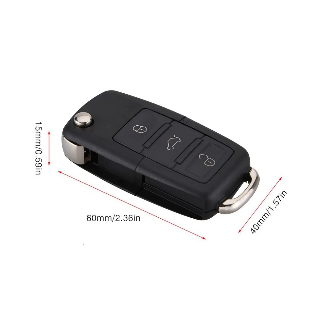 Складной чехол для автомобильного ключа брелка с 3 кнопками черный стайлинга Jetta