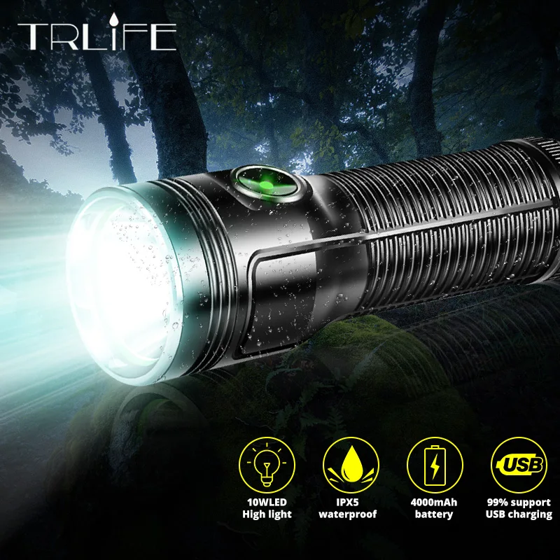 

Фонарик 26650 мА, высокомощный яркий мини-фонарик с USB-зарядкой, уличный водонепроницаемый портативный многофункциональный светильник