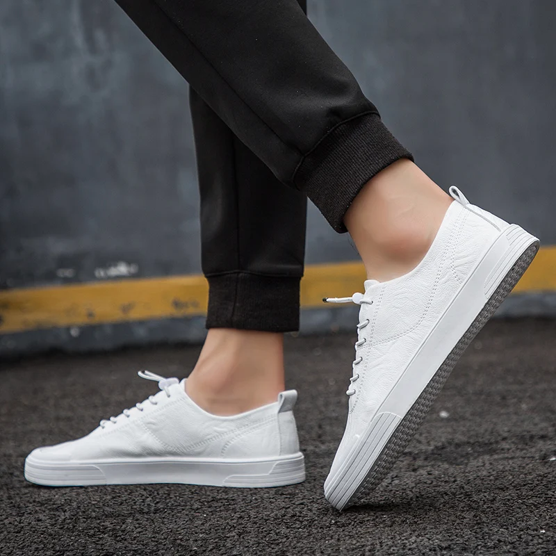 Кроссовки мужские кожаные летние дышащие белые | Обувь