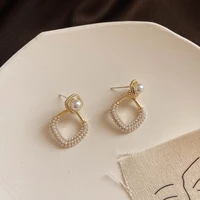 fashion geometric pearl earrings female 2021 new temperament personality classic all match earrings for women