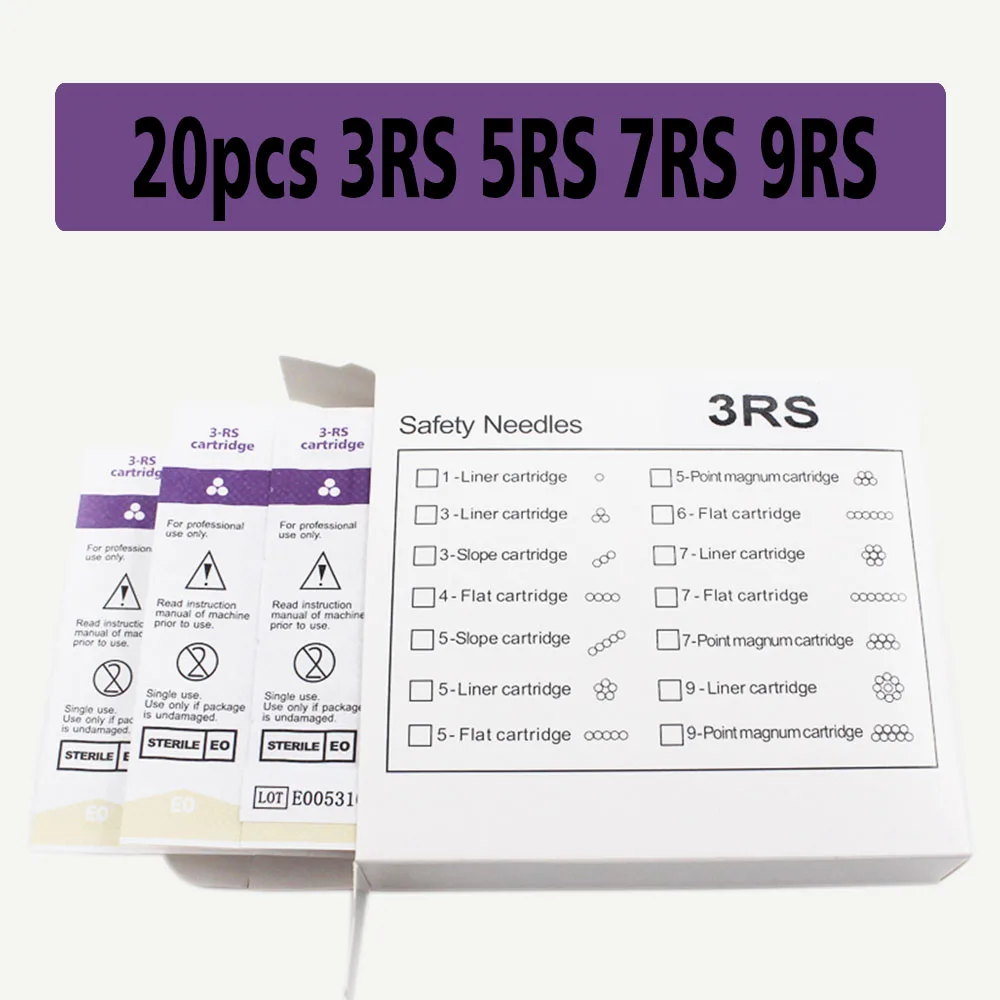 20 шт иглы для перманентного макияжа 3RS/5RS/7RS/9RS картридж для бровей и губ иглы для татуажа для перманентного макияжа
