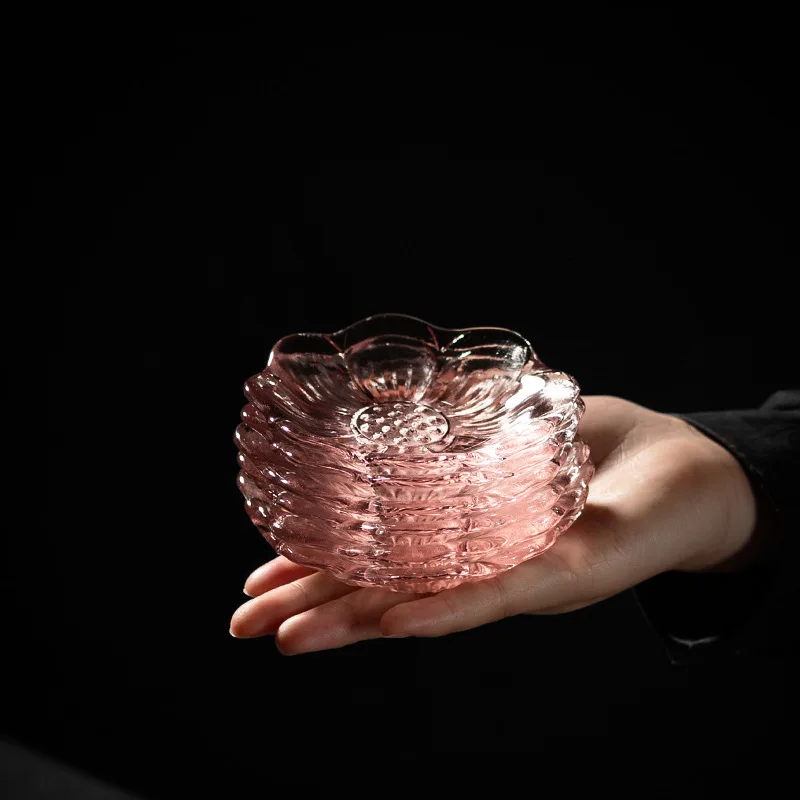 

Glass coaster Gesanghua Potholder transparent tea cup holder tea mat Saucer Tea ceremony tea coaster