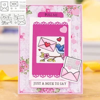love envelope pull tab slider metal cutting dies with clear stamps pigeon stationery warm words diy crafts paper cards 2021