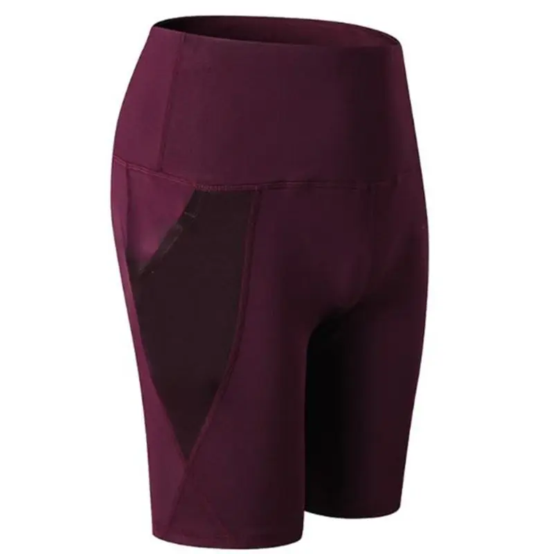 

Womens High Waisted Workout Yoga Shorts with Side Mesh Pocket Tummy Control Compression Leggings Running Non See-Through 67JF