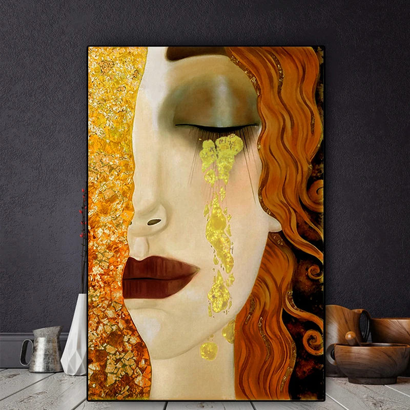 

Art Gustav Klimt Golden Tears And Kiss Oil Painting on Canvas Posters and Prints Cuadros Wall Art Pictures For Living Room