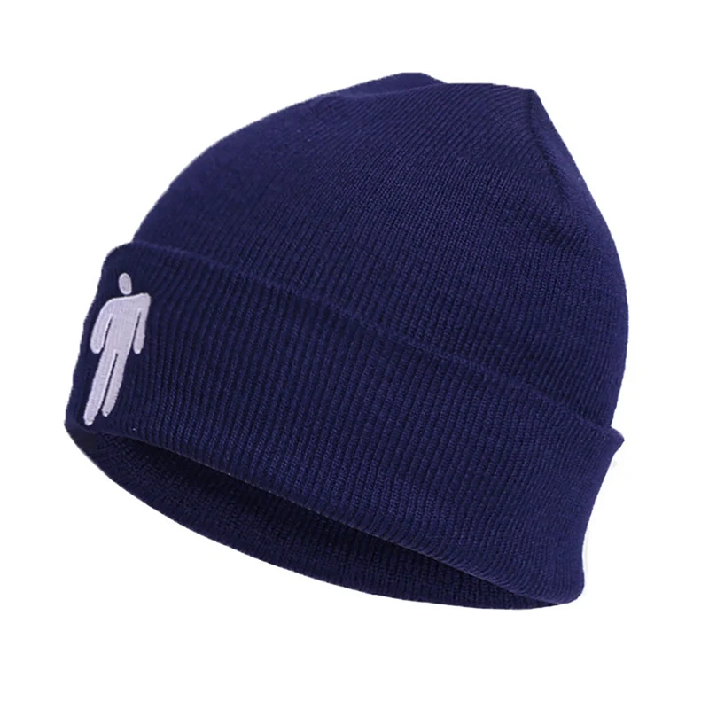 navy blue Уличные спортивные колпачки вязаная Лыжная шапка унисекс Твердые хип-хоп Skullies вязаная зимняя теплая Повседневная шапка - Цвет: navy blue