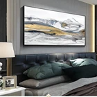 Абстрактная Золотая гора, холст, живопись, современный пейзаж, плакаты и принты, Куадрос, Настенная картина для гостиной, домашний декор