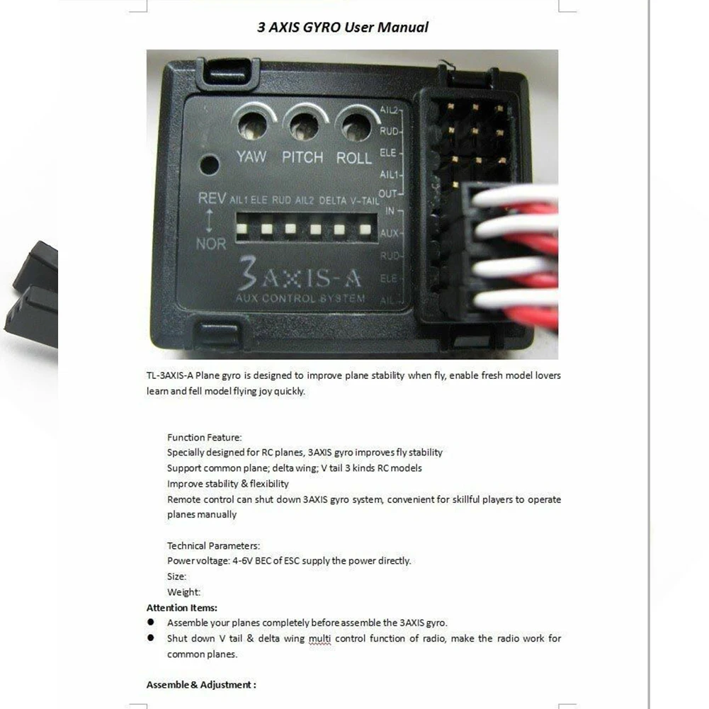 

3 Axis Universal Plastic Gliders Accessories Fixed Wing Module Flight Controller Stabilizer RC Airplane 3D Toy Gyro Practical