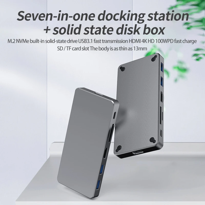 

Корпус Blueendless M.2 NVME SSD, USB C Hub Combo 4K @ 30Hz HDMI USB3.0 SD/TF кардридер для ноутбуков Mac Pro/Type C
