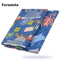 teramila marine organisms blue printed christmas thin cotton fabrics by the meter for sewing quilt screen needlework patchwork
