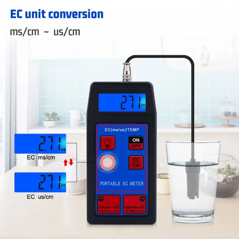 

Newest EC-8423 Digital EC Meter 2 in 1 TEMP EC Tester Conductivity Meters Water Quality Test Tool for Pool Drink Water