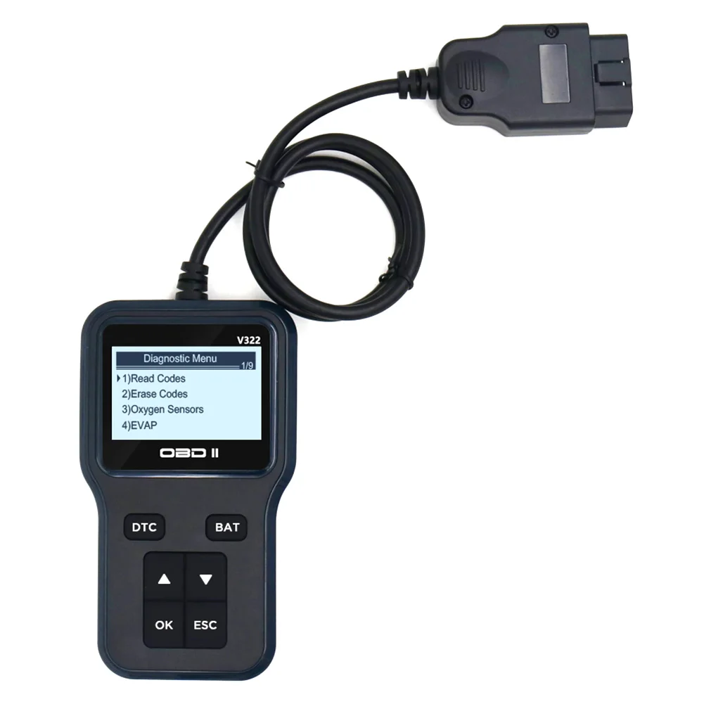 

Автомобильный диагностический инструмент V322 OBD II сканер Ручной OBD2 считыватель штрих-кодов диагностический инструмент с ЖК-дисплеем инстру...