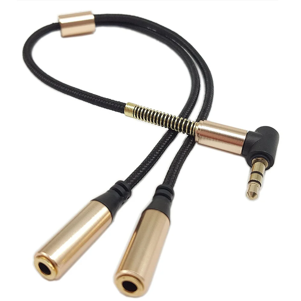 3 5 мм аудио стерео Y-разветвитель Кабель 90 градусов прямой угол штекер на 2 гнезда