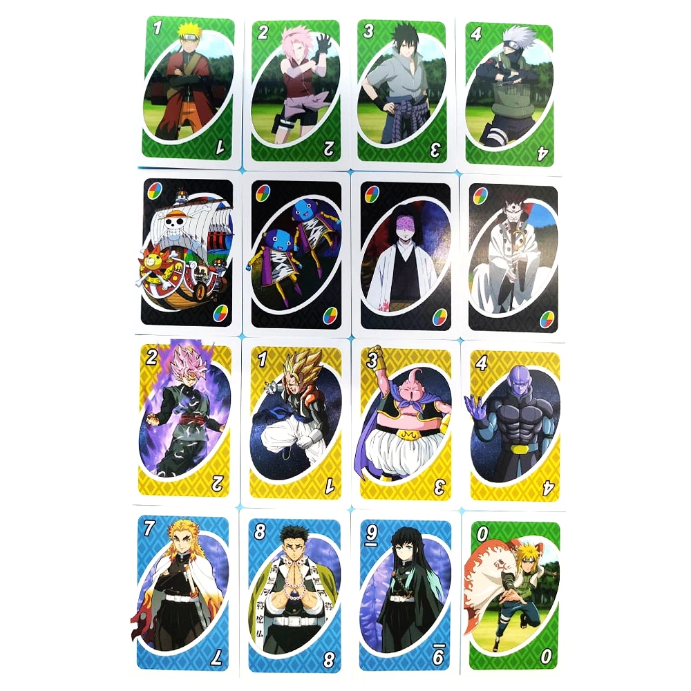 Game UNO Card Anime NARUTO Cards Demon Slayer Cartoon Poker Playing Hardcover Entertainment Kids Toys Funny Christmas Gift | Игрушки и