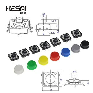 Тактильный кнопочный переключатель мгновенного действия 12*12*7.3 мини-выключатель Кнопка + 5 цветов тактовая Крышка для набора сделай сам