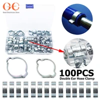 100pcs zinc plated double ear hose clamp 8sizes 5 77 99 1111 1313 1514 1715 1817 20mm pipe clamp spring clamp