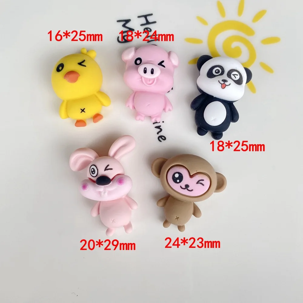 

10Pcs Kawaii Cartoon Animals Rabbit Monkey Flat back Resin Cabochon Scrapbooking Craft DIY Hair Bows Center Accessories Decor