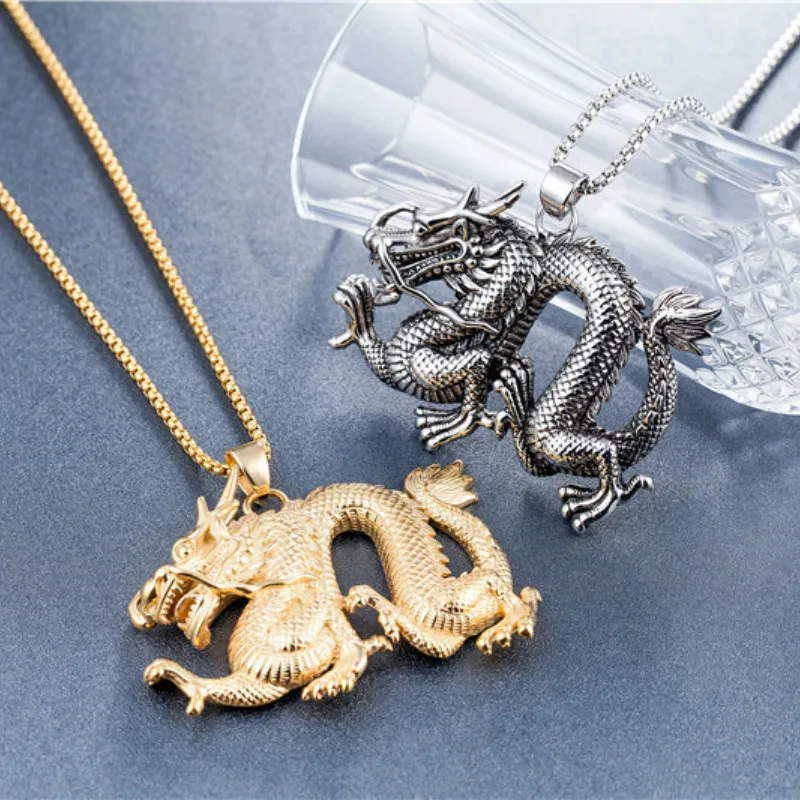 

Domineering Big Dragon Necklace for Men Women Punk Style Long Chain Cool Necklace Hip Hop Jewelry Gothic Chain Necklace Gifts