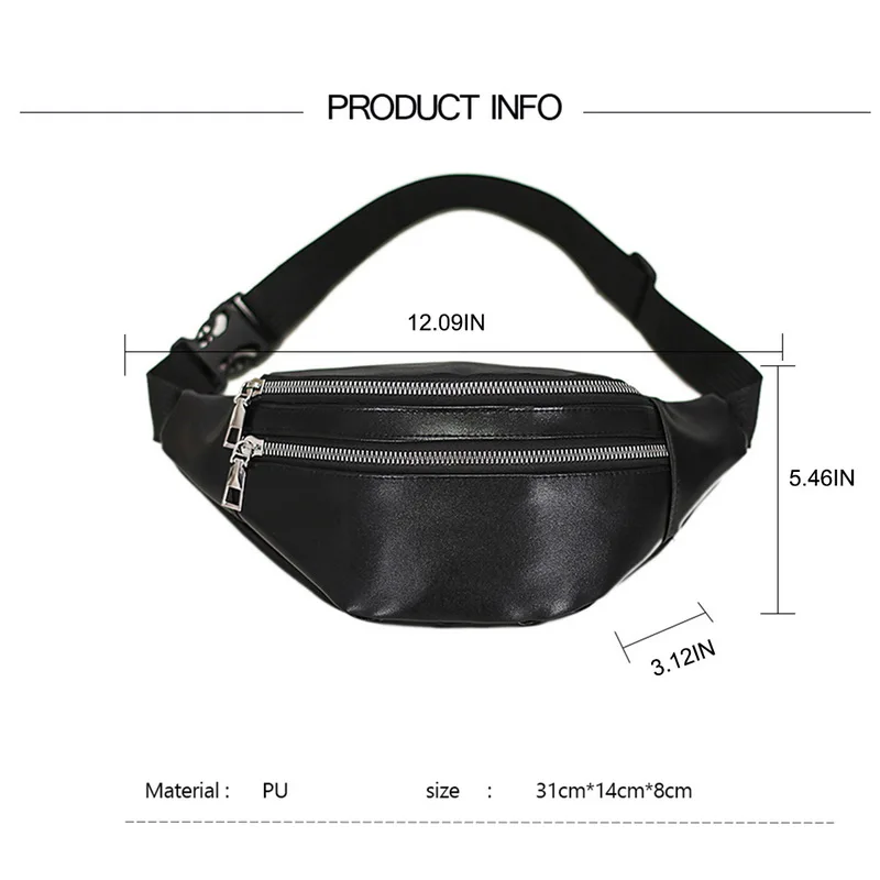 

Women Chest Bag Waist Packs For Unisex Female Pu leather Fanny Packs 2021 New Fashion Banana Ladies Belt Bum Bags