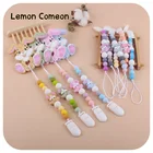 Детская цепочка-зажим для пустышки с мультяшными зернистыми силиконовыми бусинами, детский подарок для новорожденных, детская игрушка для прорезывания зубов