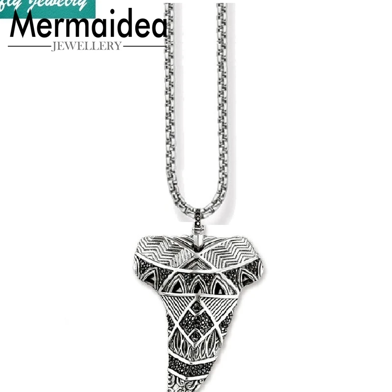 Подвеска в виде акулы из черного циркона винтажное ожерелье с серебряным